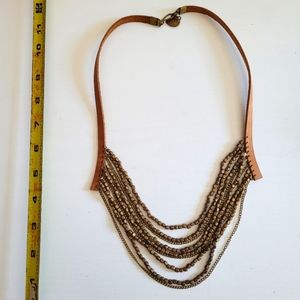 Anthropologie leather and bead necklace